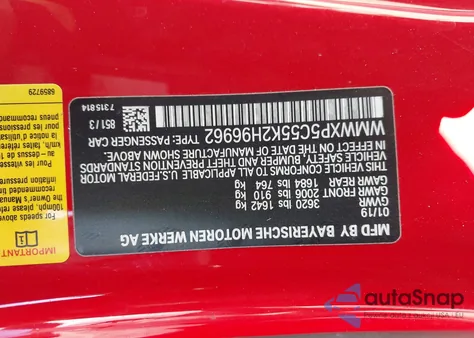 2019 Mini Hardtop Cooper из США, поврежденный, VIN WMWXP5C55K2H96962